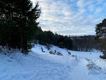 Рискованная забава: рязанцы продолжают кататься на  «ватрушках» с Лысой горы в Солотче